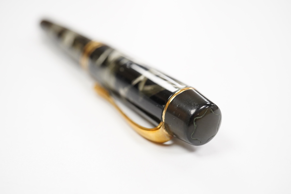 A Montblanc No.333.5 piston fill fountain pen in grey black marble
